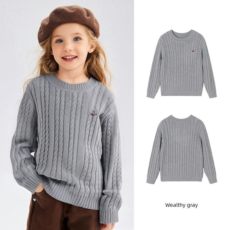 Navigare Italian Small Sailboat Kidsren s Sweater 2026 Winter New Year Style Girls  Red Inner Top Crew Neck Sailboat Tee - Charcoal Gray 140