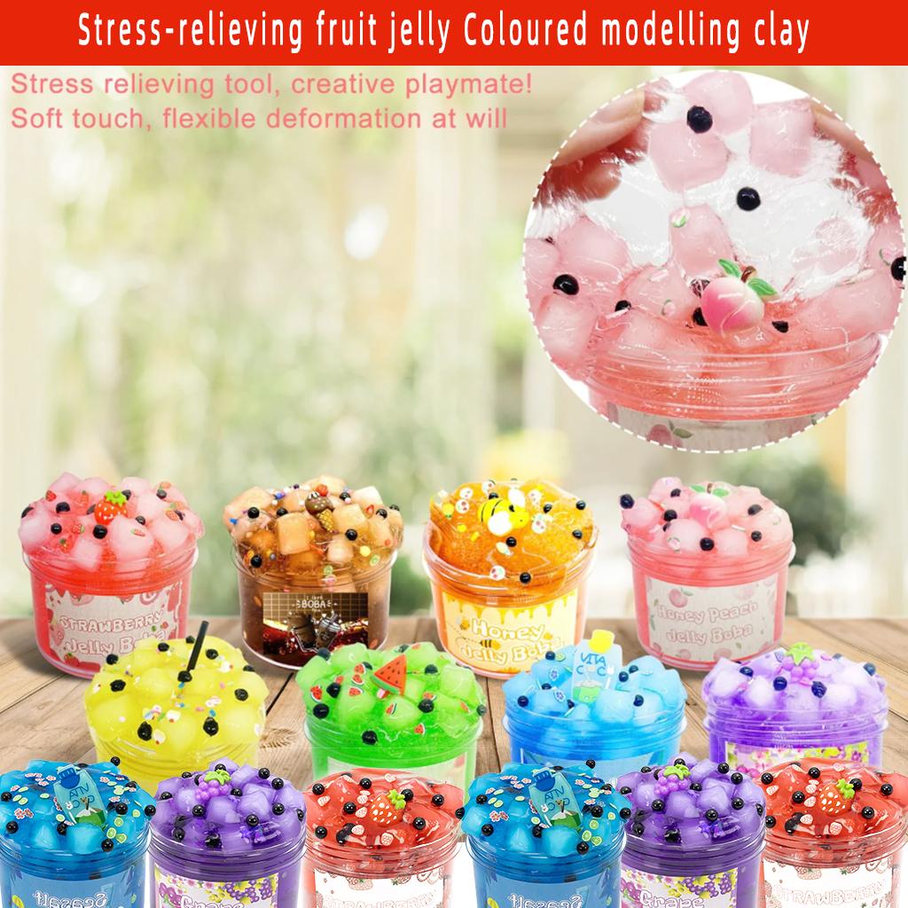 GB9-70/300ml Große Kapazität Knuspriges Slime-Set Vorgefertigtes Kristall-Slime-Set Superweiches und Nichtklebriges Gelee-Würfel-Slime Partygeschenk