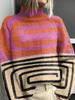 New Christmas abstract print casual cape jacket cardigan thick needle sweater
