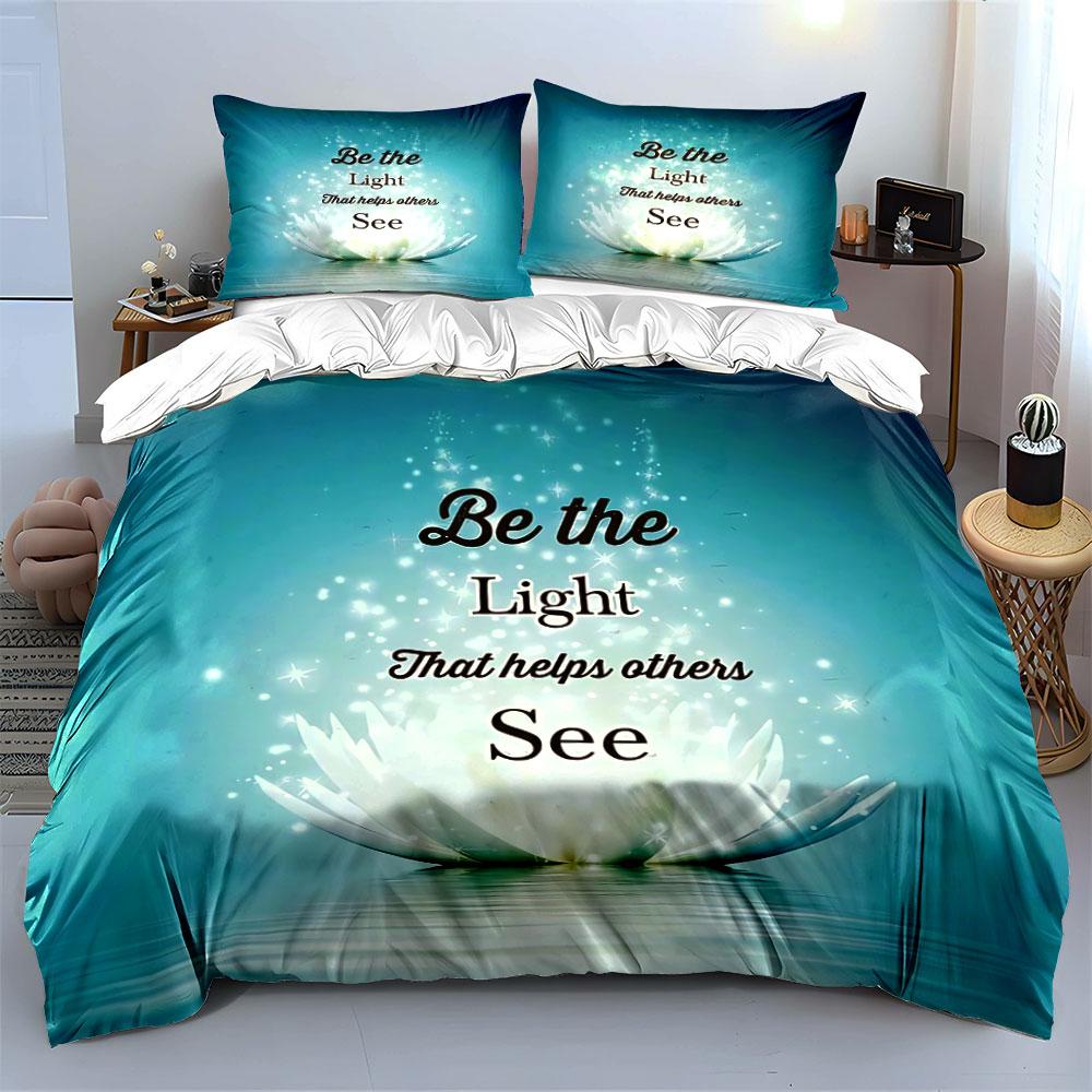 Be the Light Inspirational Design Bedding Duvet Cover Set Duvet Cover Pillowcases (1*Duvet Cover 2*Pillowcases, Without Duvet Insert)