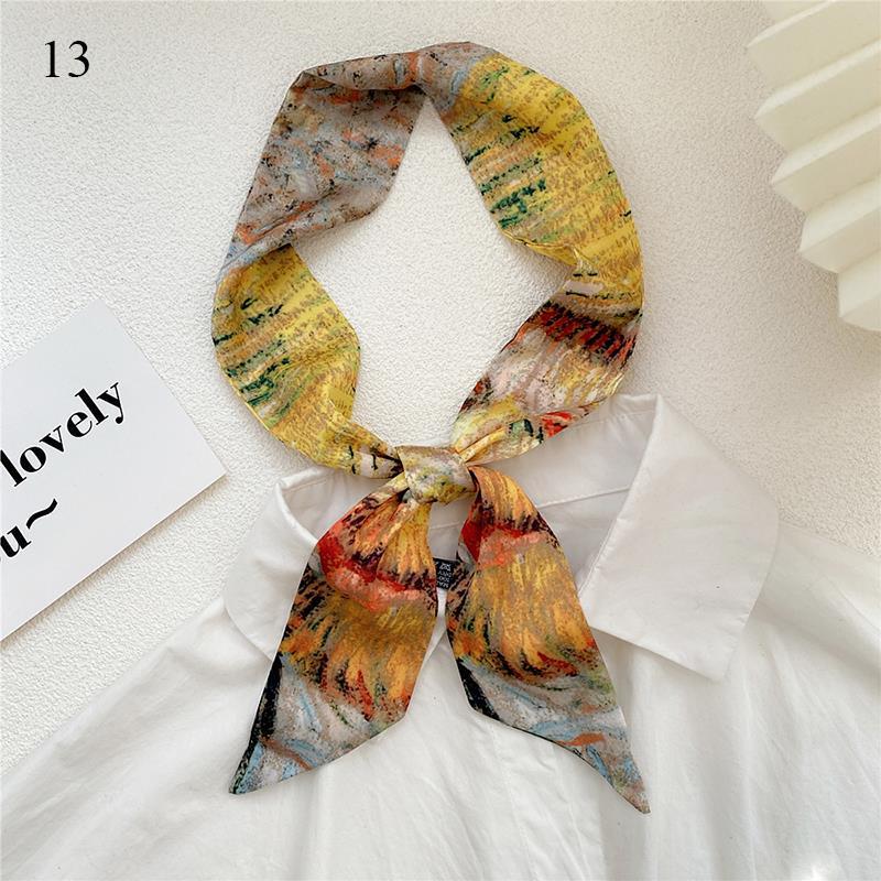 Eșarfă Lungă cu Imprimeu cu 26 de Litere, Bandă Subțire pentru Cap, Eșarfe de Gât, Bandă pentru Mâner de Geantă, Bandană, Elastic de Păr, Eșarfă de Gât, Eșarfe Mici de Mătase
