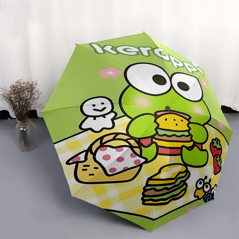 1pc Keroppi Picnic Basket with Hamburger Design - Automatic Opening/Closing Umbrella, Portable Folding Design, 8-Bone Iron Frame Outdoor Umbrella, Ide