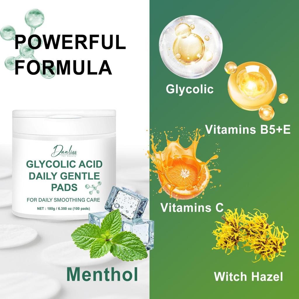 Glycolic Acid Daily Gentle Pads-Moisturizing And Soothing Skin, Gently Exfoliates-Suitable for all Skin Types, 180g