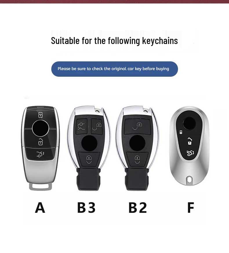 Leather Key Case for Mercedes E300L, C260L, GLC, A-Class, GLB, GLA, CLE – Unisex Keyring