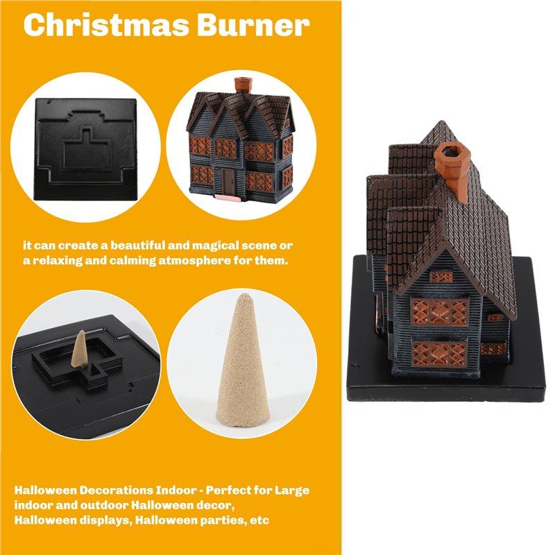 M-Modern-Salems Witch House Incense Burner Massachusetts Witch House For Halloween Christmas Vacation Ornament Incense Burner