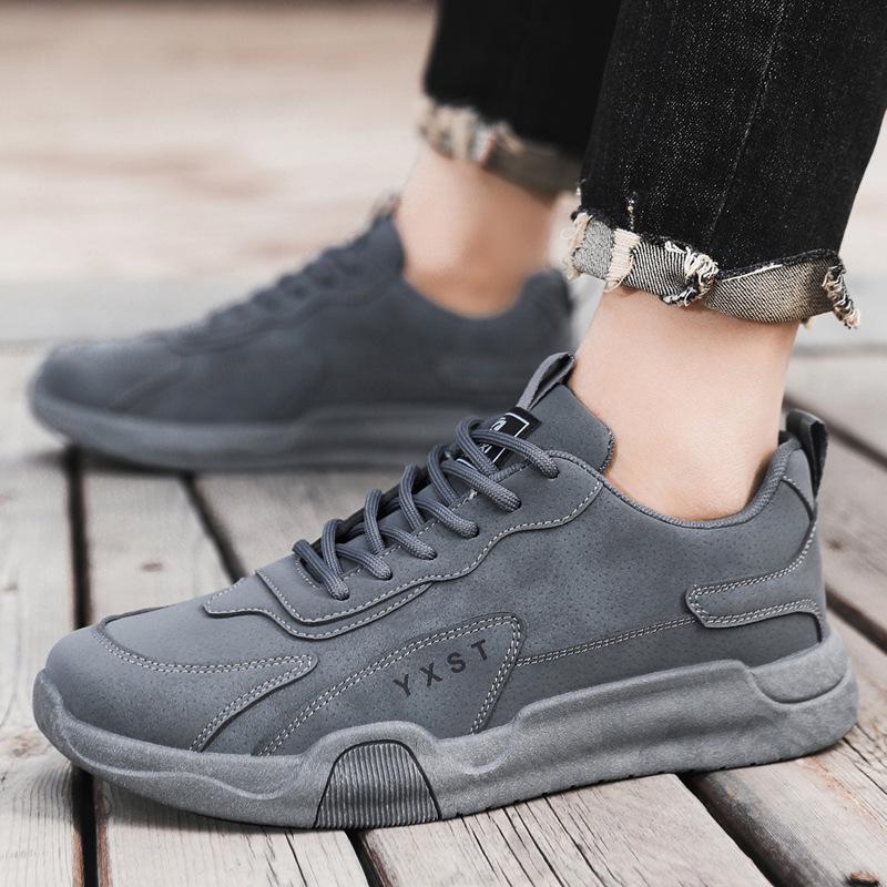 Men's Versatile Leather Lace-up Casual Sneakers - Breathable, Comfortable, Non-slip for Spring & Autumn 2025