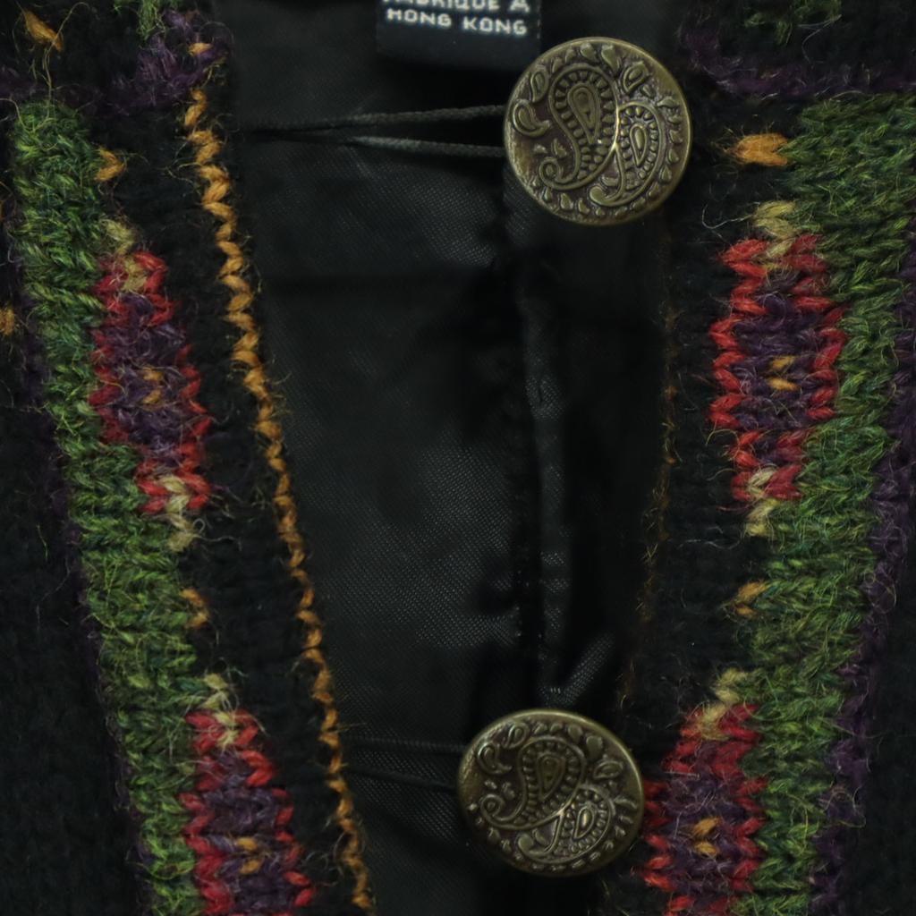 ICELANDIC DESIGN Wool Paisley Pattern Long Sleeve Collarless Knit Cardigan Women Used