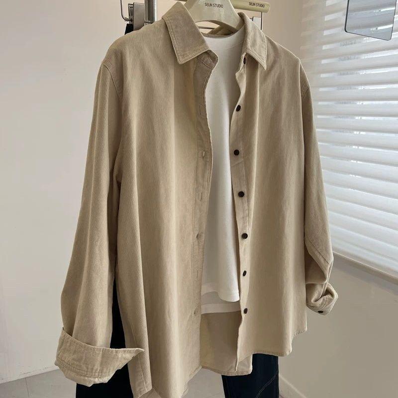 Korean Style Purple Corduroy Long Sleeve Casual Shirt Jacket