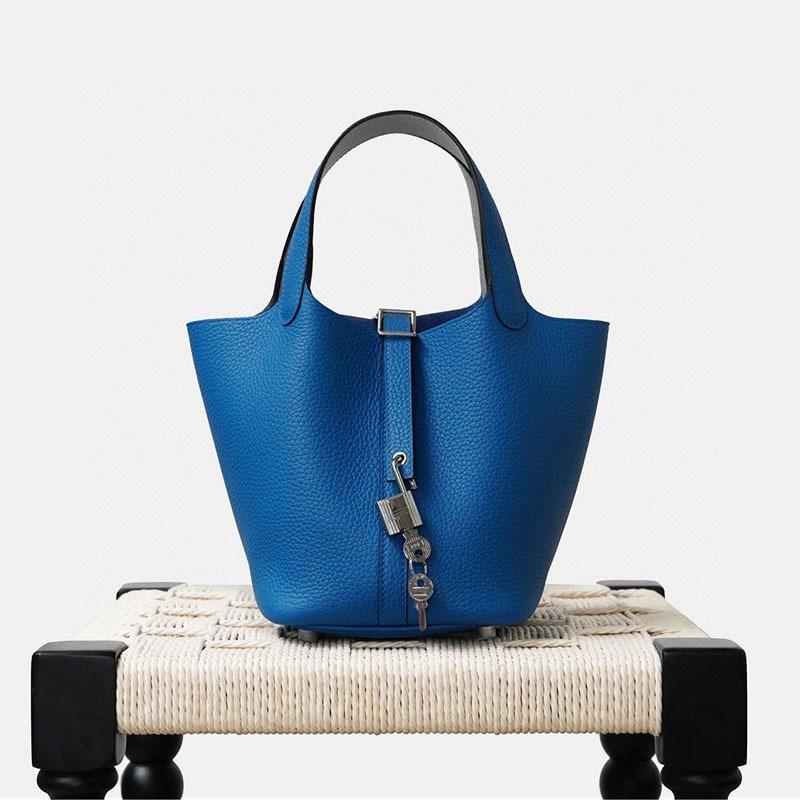 

Высококлассная плетеная корзина для овощей, изготовленная на заказ полуручным швом вощеной нитью, импортное ведро для воды из кожи TC, стальная фурнитура, универсальная сумка для поездок на работу Semi-handmade wax thread - gift box