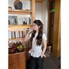 Women's Short-Sleeve Top with Ruffled Lace Hem Crew Neck