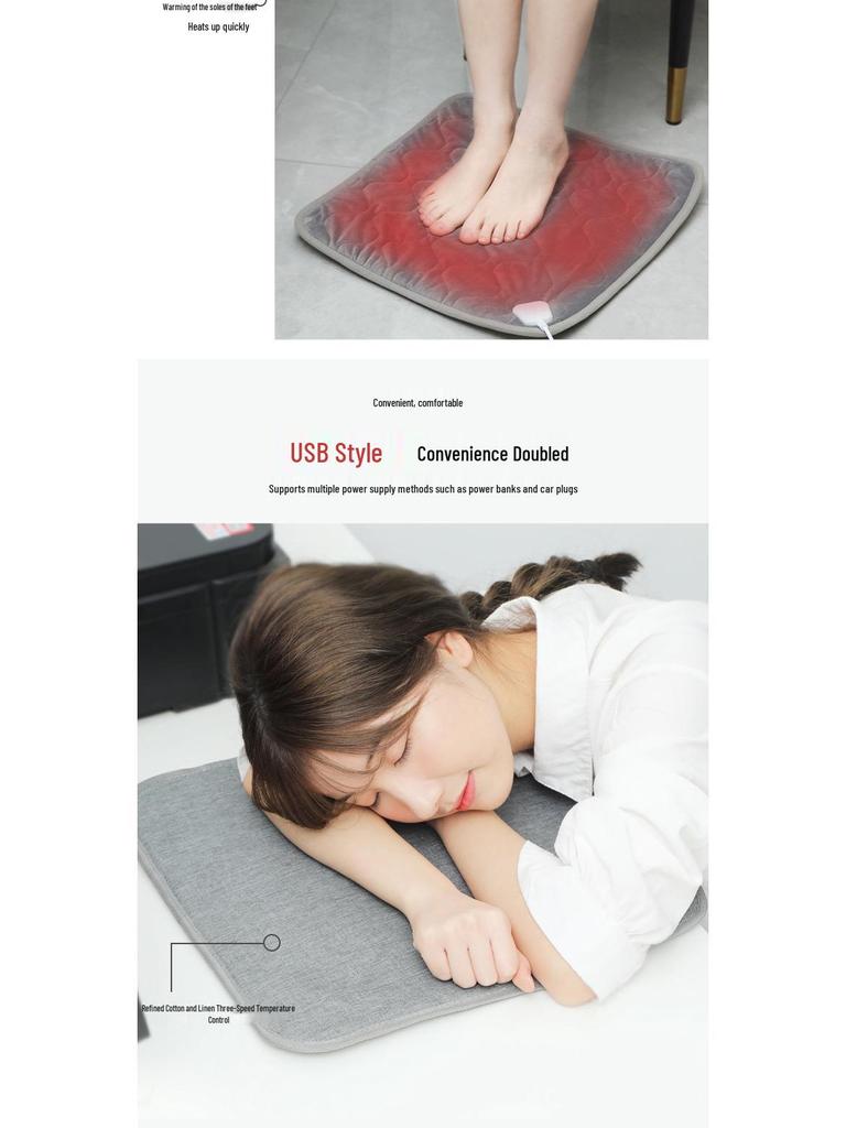 USB Heated Seat Cushion - Electric Winter Heating Pad for Office, Car, and Outdoor Chairs