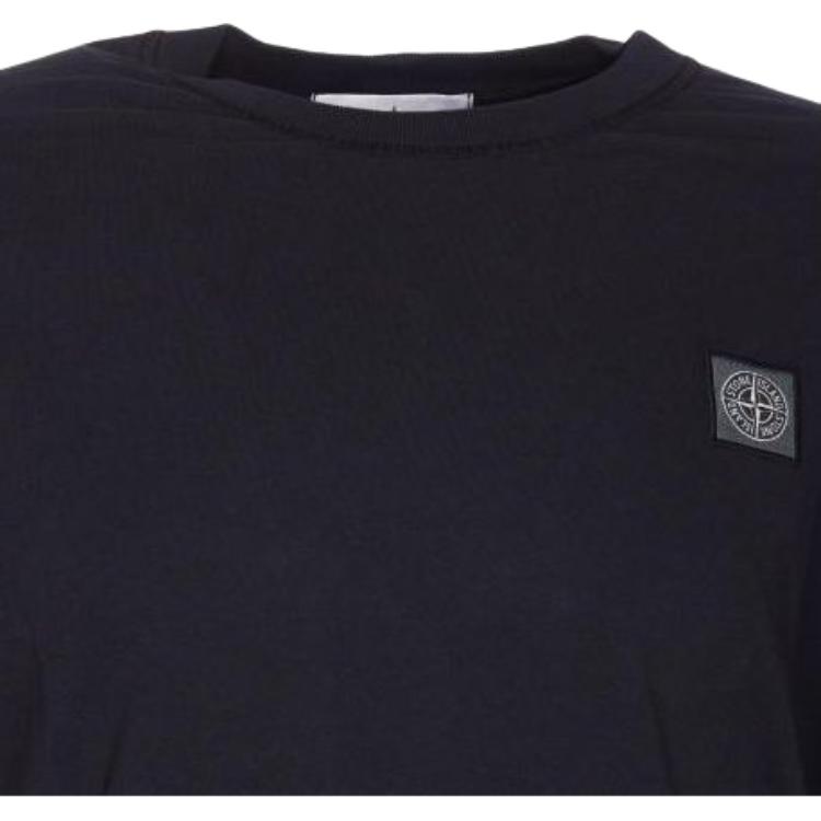 Stone Island Logo Round Neck Short Sleeve T-Shirt Men Tops Navy-Blue 801523757-A0020