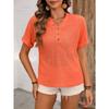 Summer Women's Plus Size Broken Crochet Hollow Decorative Button V-Neck Short Sleeve T-Shirt Top