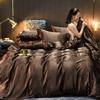 Reines 100% Seidenbettwäsche-Set Luxuriöses Weiches Bettlaken mit Bettdecken Kissenbezügen TCover Bett-Set für Zuhause Qualität King-Size-Bettwäschesets