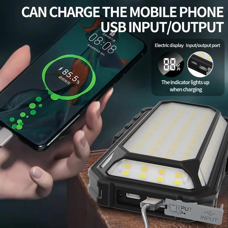 Rechargeable Portable Hand Lamp COB LED Powerful Flashlight Outdoor Camping Solar Charging Light USB Torch With COB Work Lantern