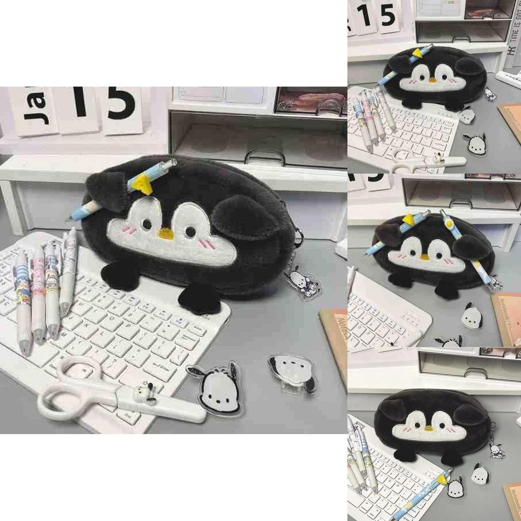 Penguin Pencil Case Plush Large Capacity Girls Stationery Storage Bag For Students