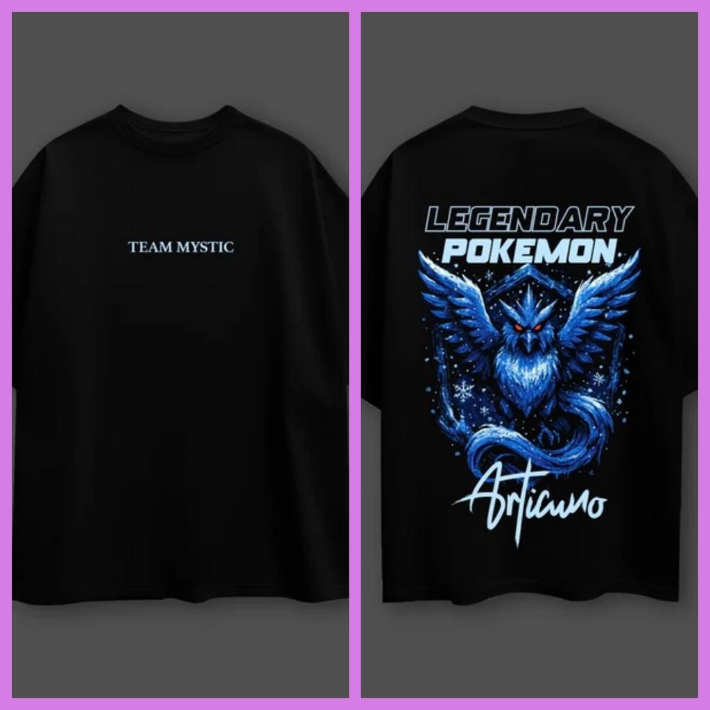 Pokémon Anime Potisk Articuno Nadměrné Černé Tričko Pánské a Dámské Prodyšné Vysoká Kvalita Y2K Krátký Rukáv Letní Tričko