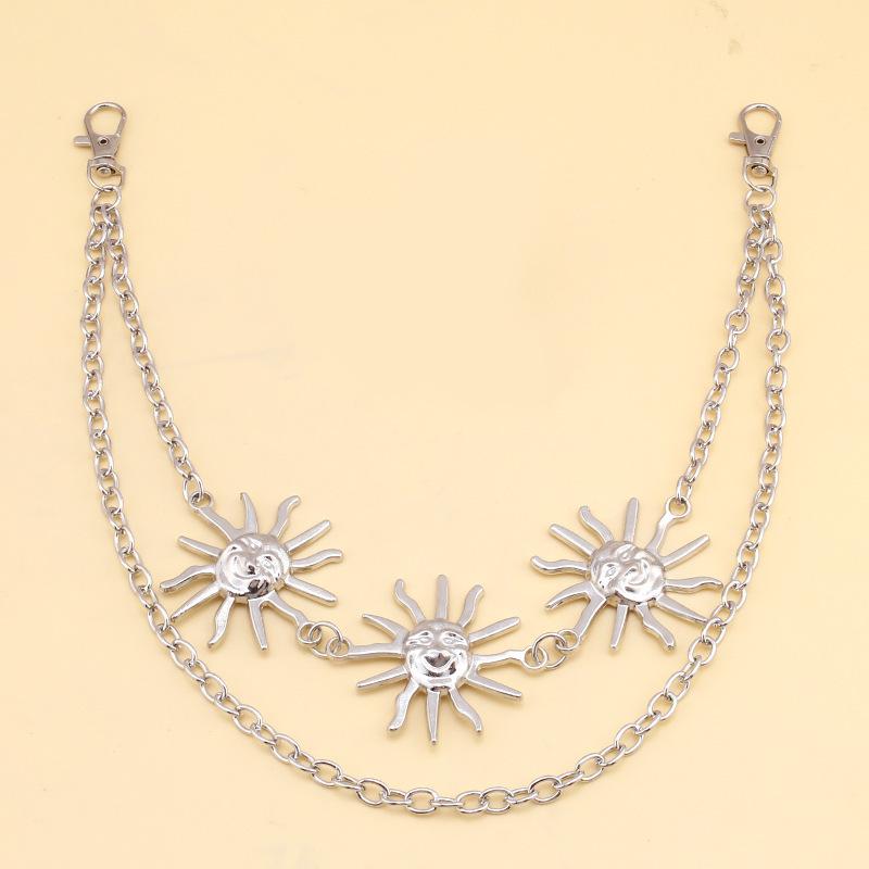 Multilayer Punk Gothic Sun Moon Waist Chain Metal Belts For Women Dress Jewelry Waist Belts