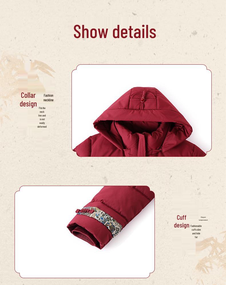 Stylish Winter Cotton Jacket for Middle-Aged and Elderly Women - Plus Velvet, Thickened, Warm, and Padded for Moms.