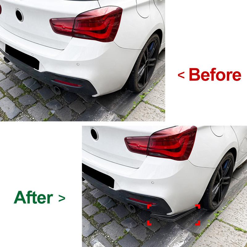 1 Ζεύγος Μαύρο/Ανθρακονήματα Χείλος Πίσω Προφυλακτήρα Διαχύτης Σπόιλερ για BMW Σειρά 1 F20 F21 LCI M Sport 2015-2019