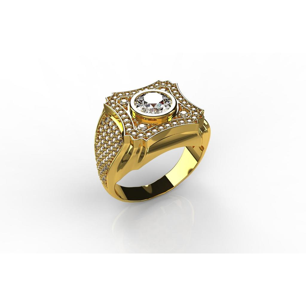 Neuer Heißverkauf Europäischer und Amerikanischer Plattierter 18k Gold AAA Simulierter Diamant Herrenring Verlobungsfinger