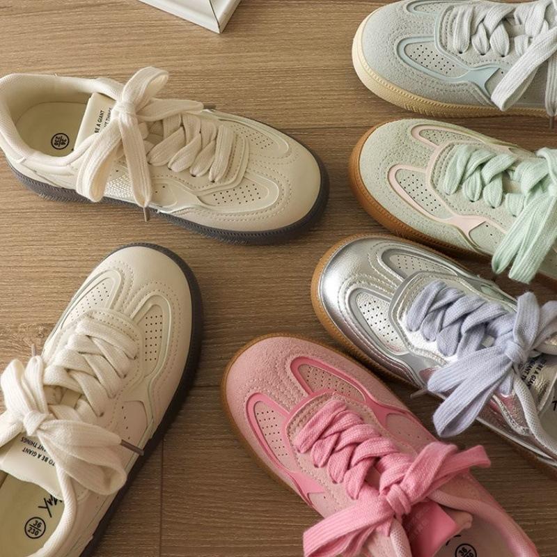 Korean version of Dexun shoes women's 2025 summer new retro versatile flat-bottomed breathable student party casual board shoes casual shoes