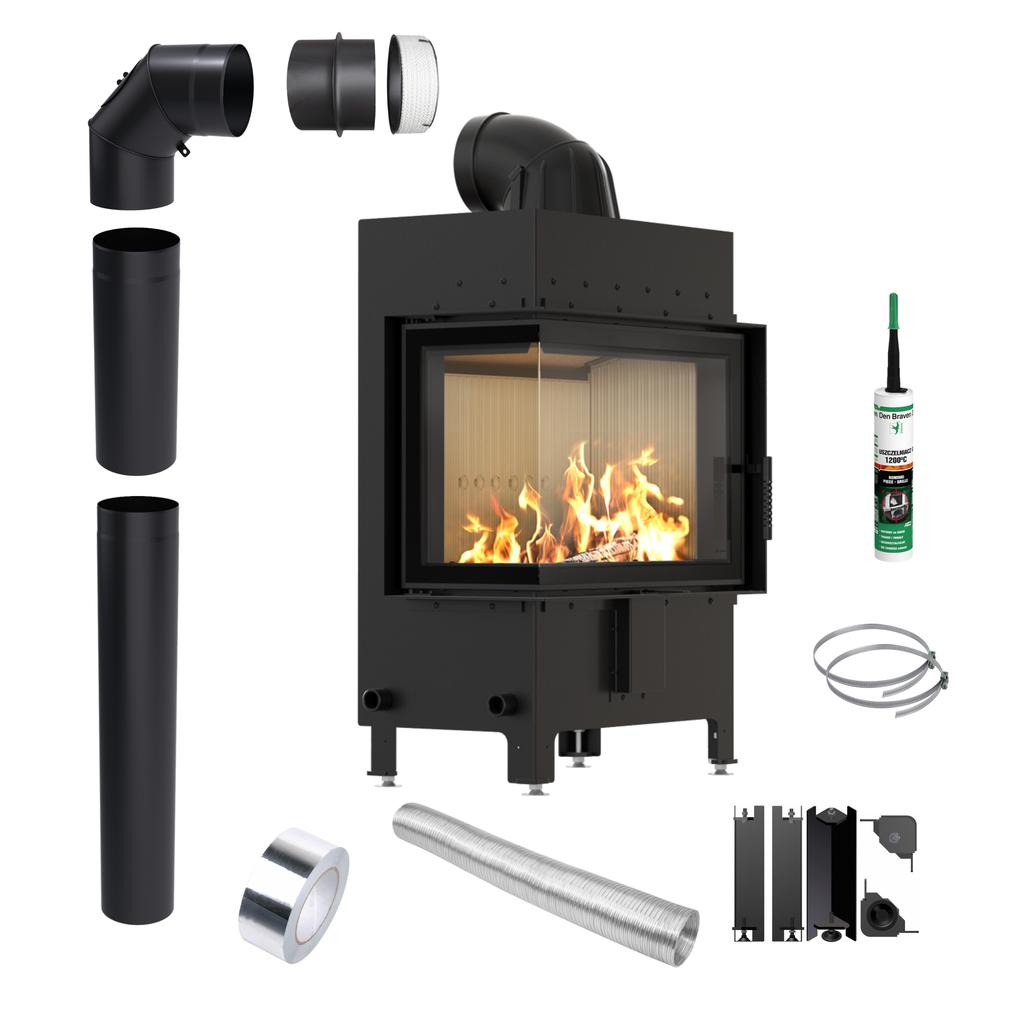 KRATKI LUCY Left Fireplace Insert 12 kW diameter 200 Mounting Kit