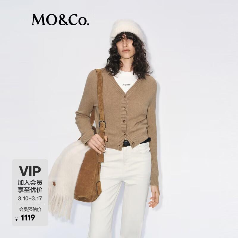 MO&Co. V-Neck Wool Blend Cardigan L