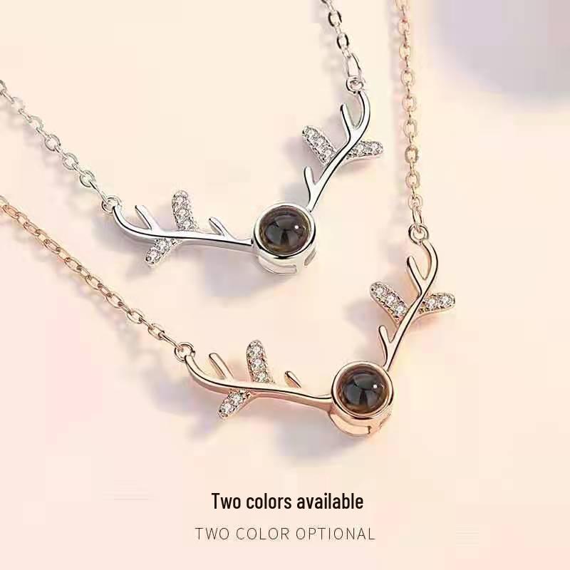 One Deer Necklace for Women: 100 Languages Projection Pendant - New Qixi Festival Gift, Douyin Style