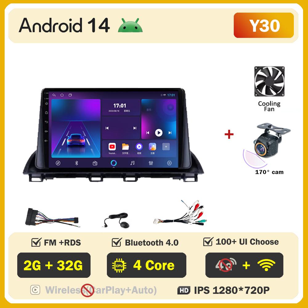 For Mazda 3 Axela 2014 22015 2016 2017-2019 Car Multimedia Video Player Touch Screen Android 14 Car Radio GPS Navigation Wifi