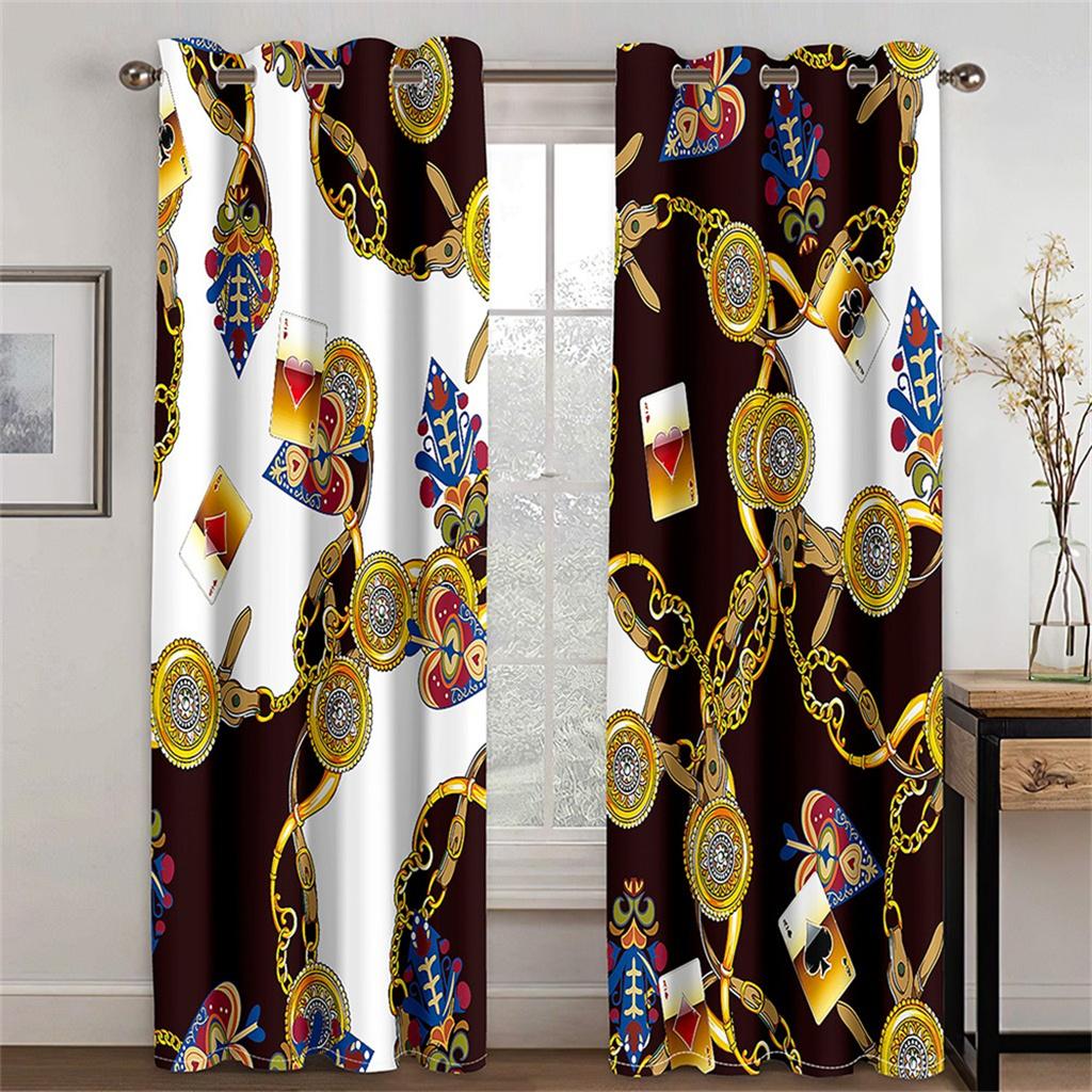 European Modern Black Gold Leopard Print Series Sunshade Curtains Deluxe Living Room Bedroom Home Decoration Thin Custom Curtain