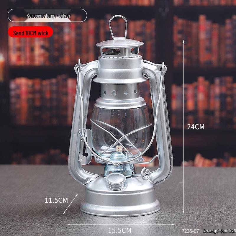 Vintage Wrought Iron Kerosene Camping Lantern - Nostalgic, Decorative Cafe Ornaments & Photo Props