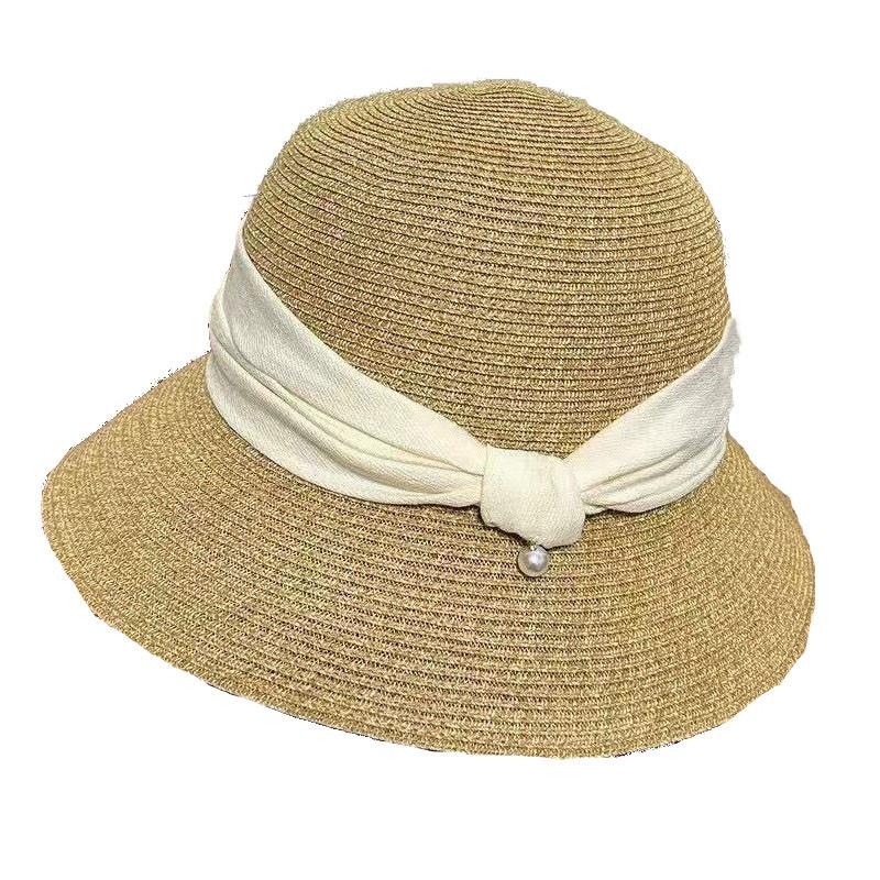 Gentle Literary and Artistic Big Brim Sunshade Straw Hat Women's Summer Fashion Travel Foldable Seaside Sunscreen Bucket Hat