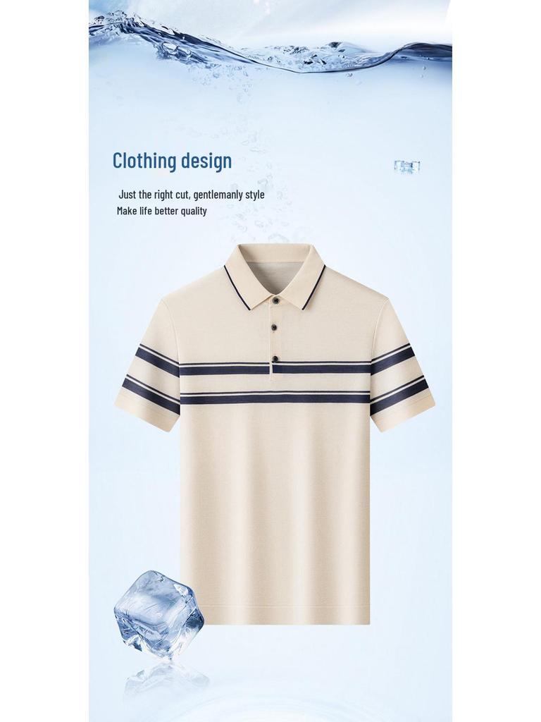 Men's 2026 Summer Casual Polo Shirt - Breathable Yarn-Dyed Stripe, Loose Fit Short Sleeve with Lapel