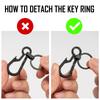 KeyUnity KM01BK Titanium Bottle Opener Bottle Opener Type Small Key Black Keychain, Rust-Resistant, Lightweight, + Carabiner, 2-in-1 Ring, Silver,