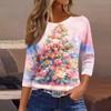 3/4 Sleeve Shirts For Women Print Graphic Tees Blouses Casual Plus Size Basic Tops Pullover