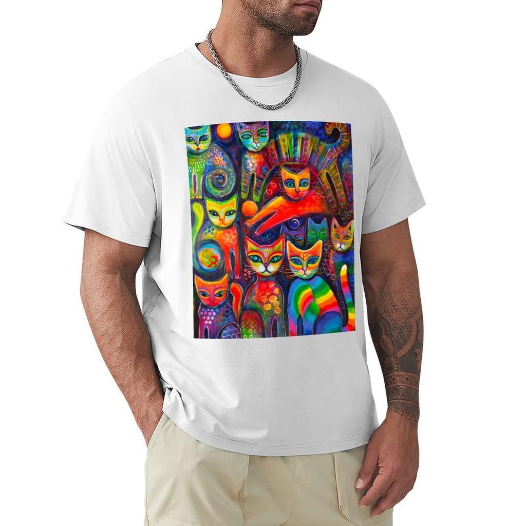 Rainbow cats acrylics TShirt Plus Size Short Sleeve TShirt