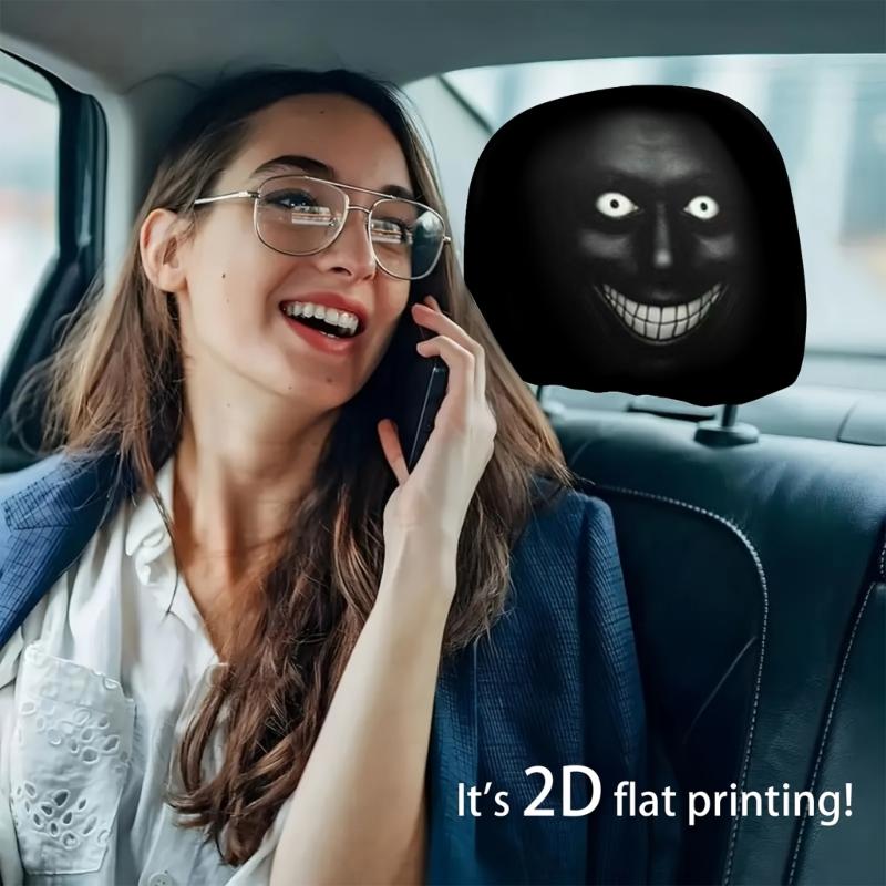 Halloween Themed Car Seat Headrest Covers Playful Design Easy To Install Protects Original Headrest From Dirt for Travel