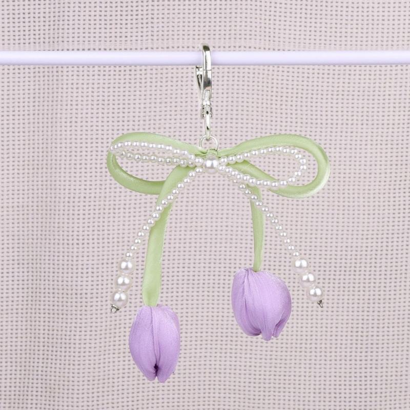 Pearls Bows Bag Charm Pendant Aesthetic Purse Charms Aesthetic keychains Keyring for Women Backpack Purse Handbag Decors