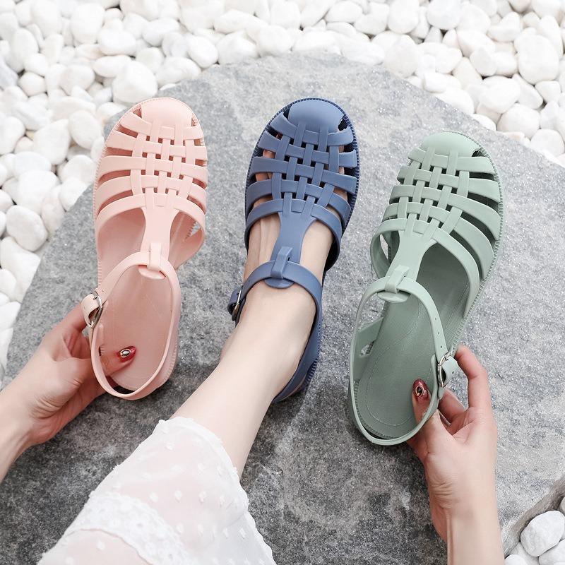 Baotou Sandals Hollow Non-slip Beach Shoes Retro Crystal Jelly Shoes Women's Casual Shoes Batch