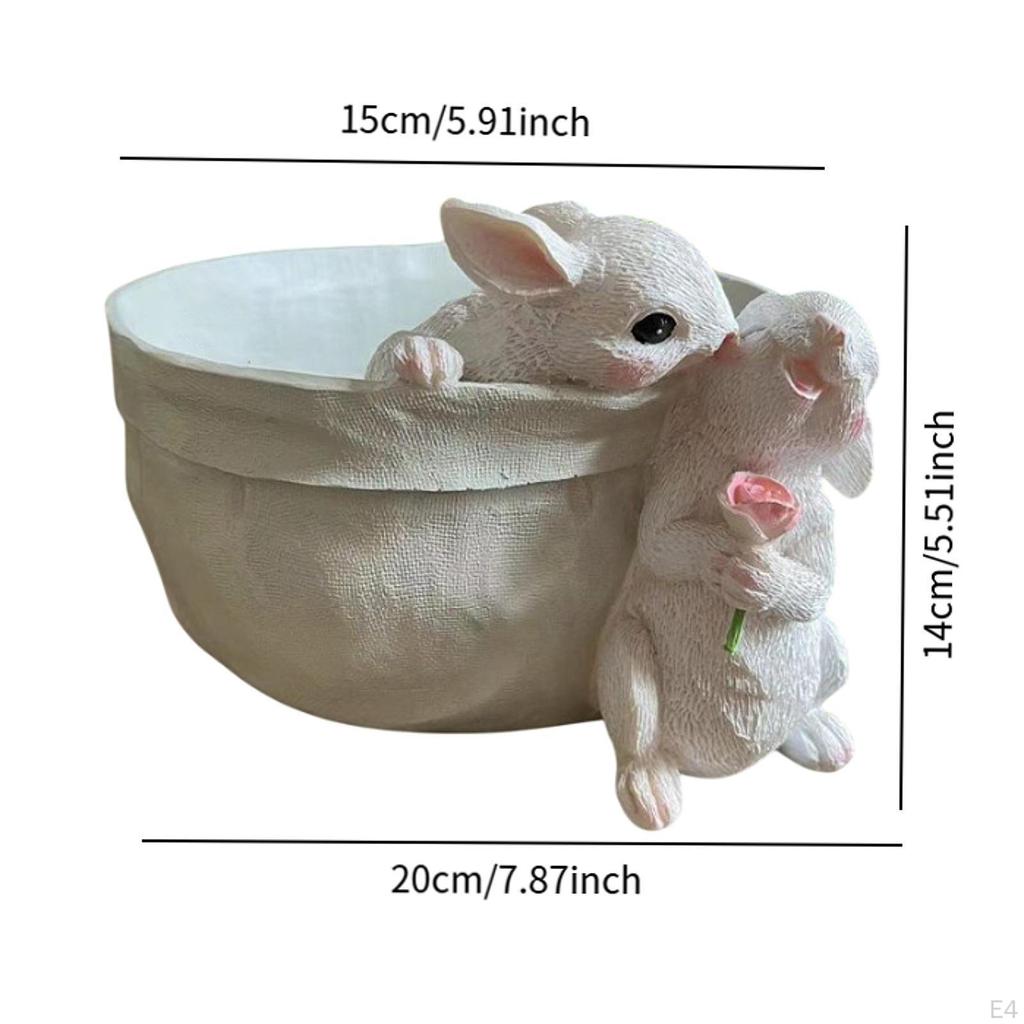 Blumenpot Planter with Rabbit Figures Tabletop Orament for Living Room Decorative Multifunctional