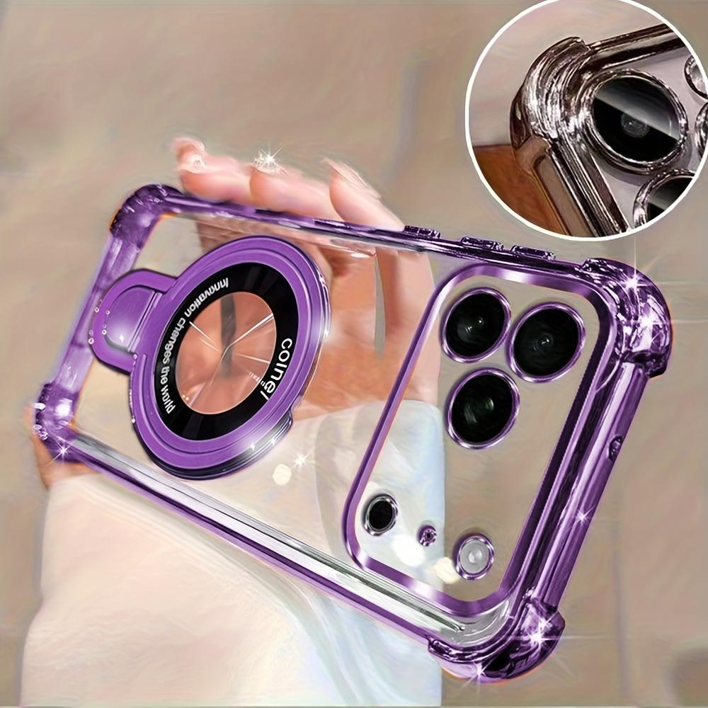 Luxury Plating Phone Case for iPhone 17 Pro Max 16 Plus 15 14 13 12 11 17 Air With Magnetic Ring Holder Stand Bracket Rack Cover