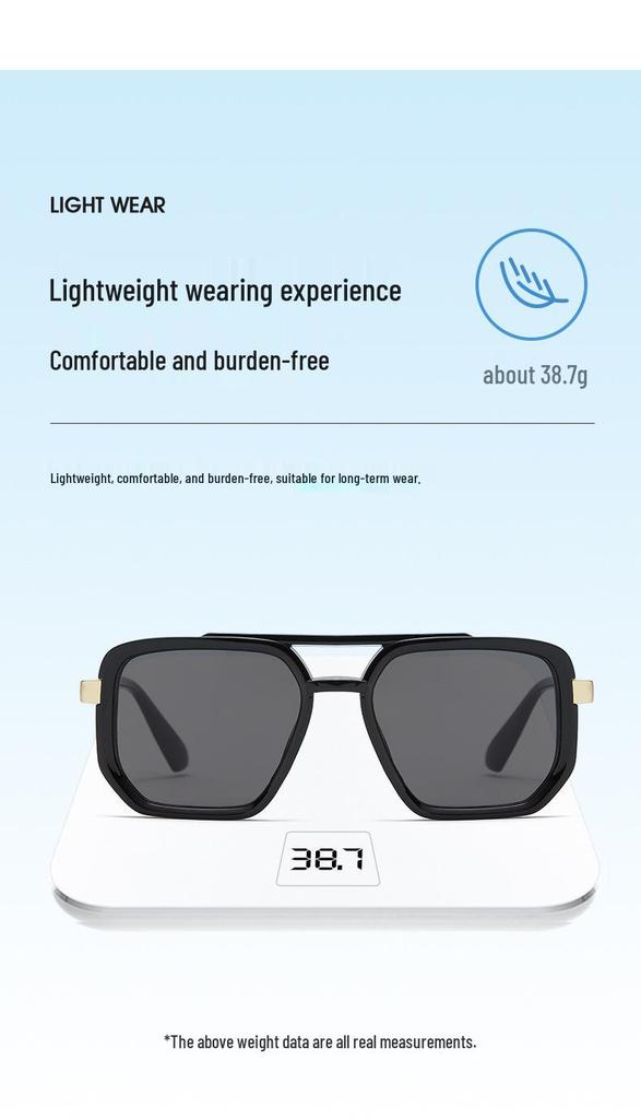 2026 Retro Double Bridge Square Pilot Sunglasses - European & American Fashion Street Style