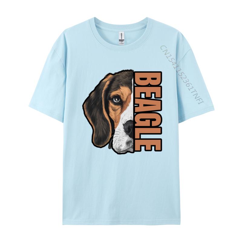 Beagle HalfFace Tshirt Gift TShirt Youthful T Shirts For Men Cotton Tops  Tees Street Cheap Pop Art