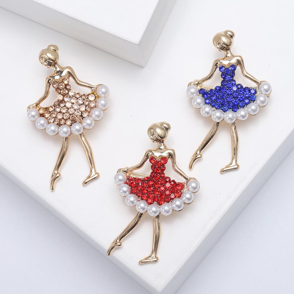Fashion Alloy Dance Girl Rhinestone Brooch Pin One Piece Hair Accessories
