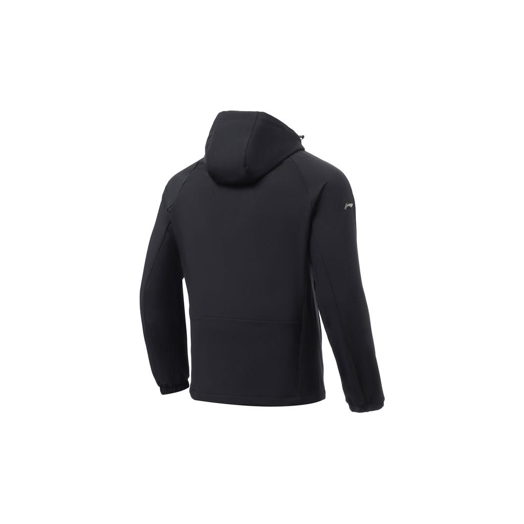 Li Ning Winter 3D Cut Fleece Solid Color Sports Hooded Jacket Men Jackets Black AFDR515-1