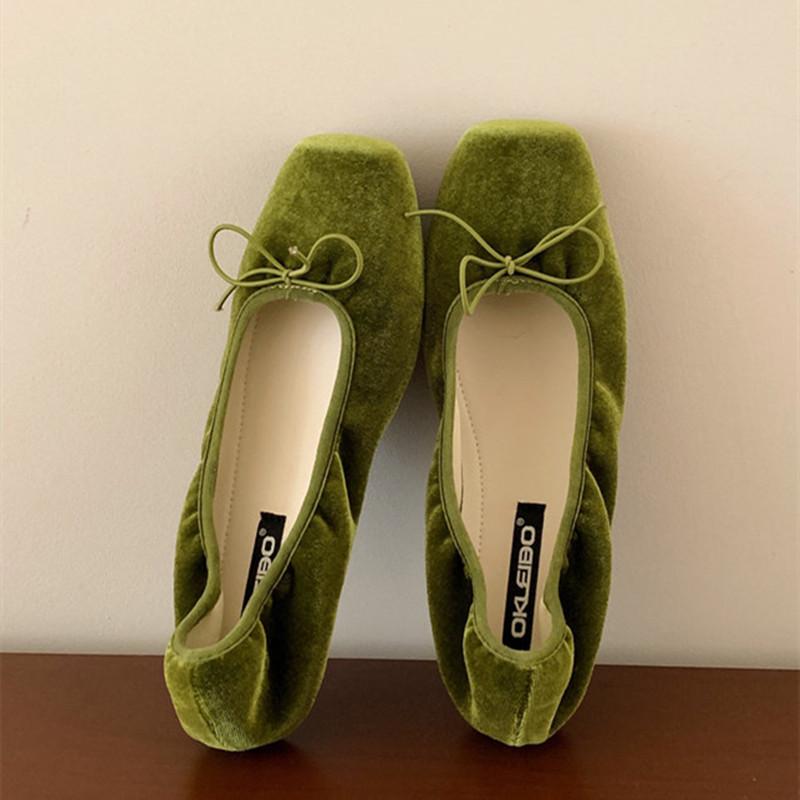 Bailamos Brand  Women Velvet Flats  SquareToe