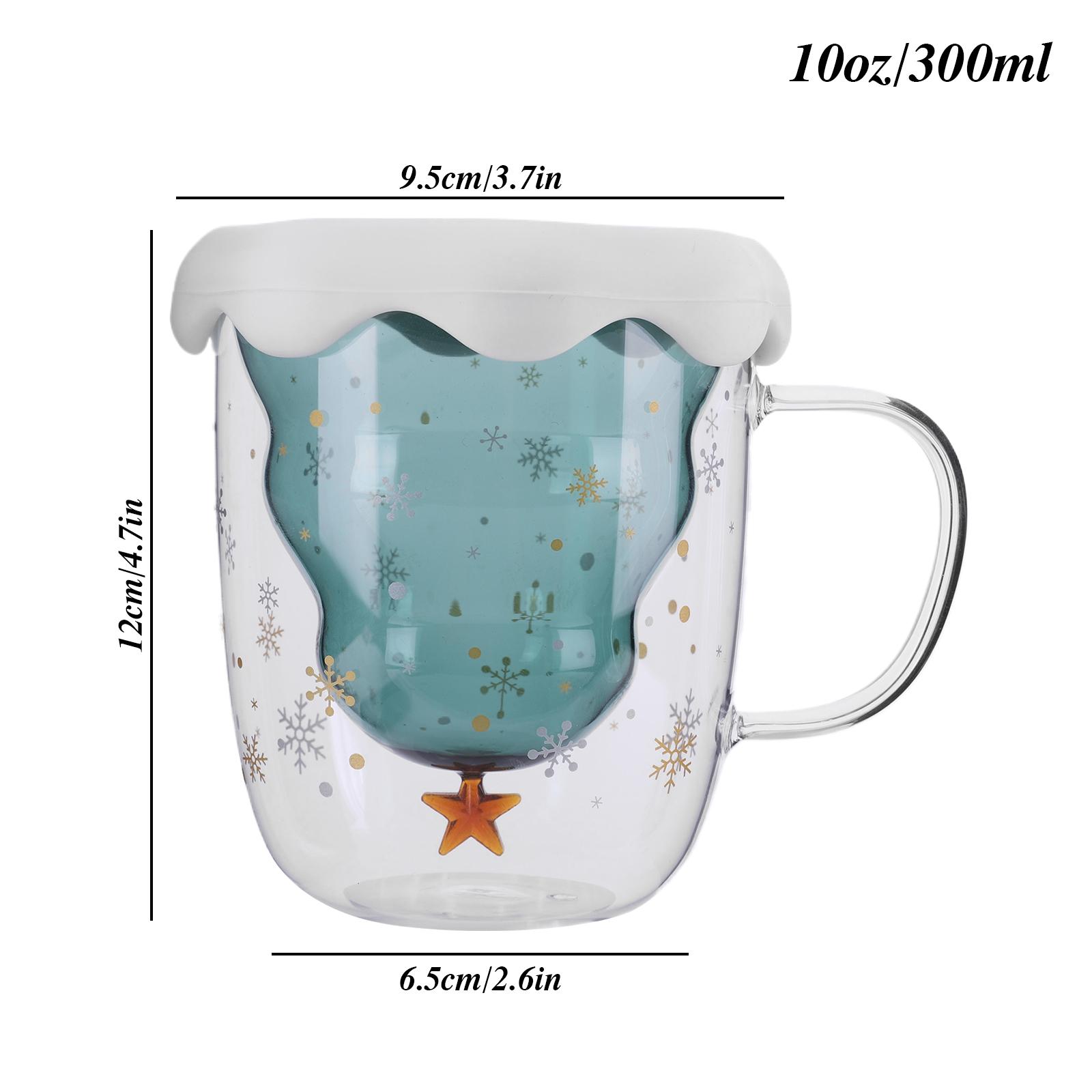 

300ml Christmas Tree Bear Shaped Coffee Mug Cute Bear Mug Glass Cup With lid Transparent Creative Milk Coffee Water Cups for Bir 300ml