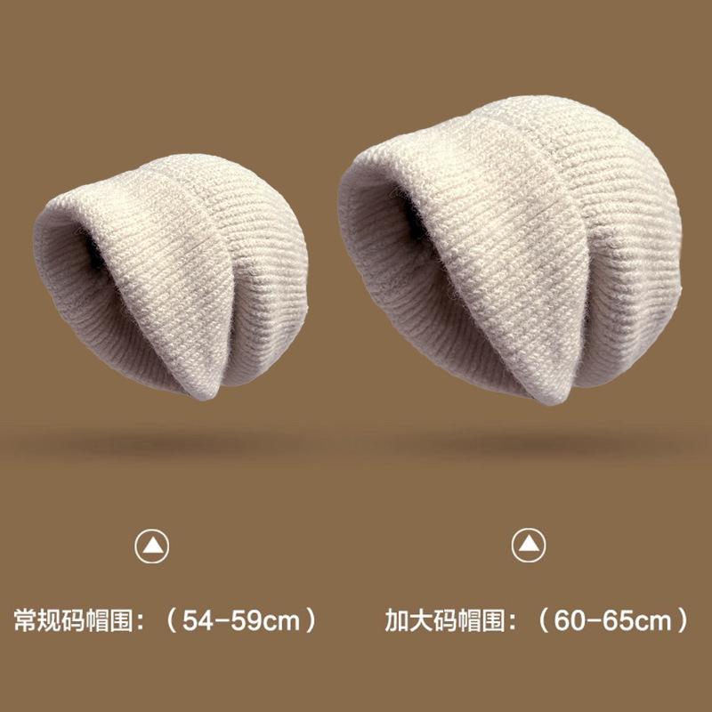 Autumn and Winter Hats Women's Big Head Circumference Knitted Hats Fashionable Versatile Ear Protectors Wool Hats Warm Windproof Cold Hats