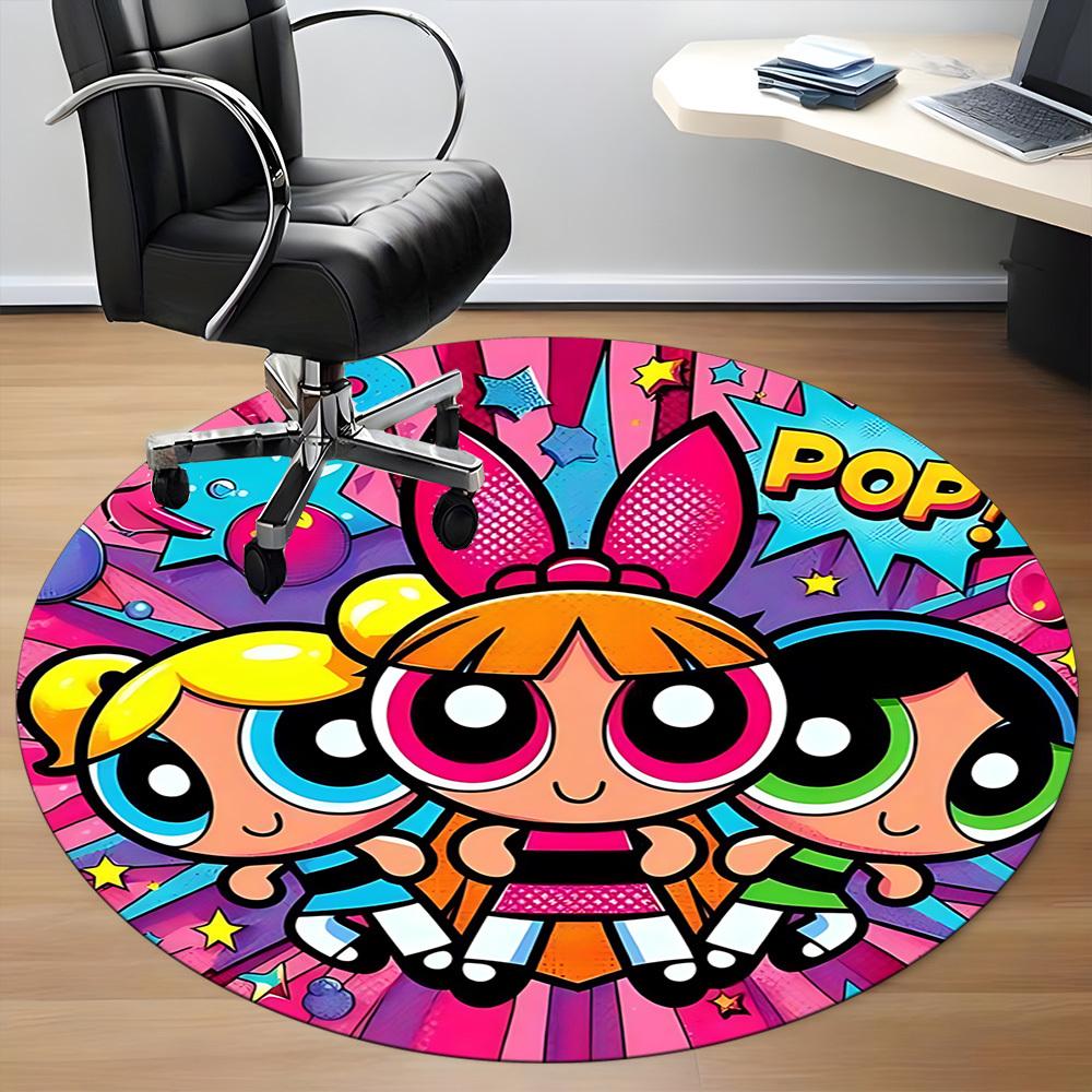 1PC Powerpuff Girls Office Round Rug Perfect for Office Non-Slip Backing, Decorative Floor Mat yy250916073